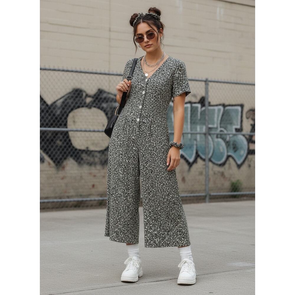 Vintage 90s Ditsy Floral Wide Leg Jumpsuit